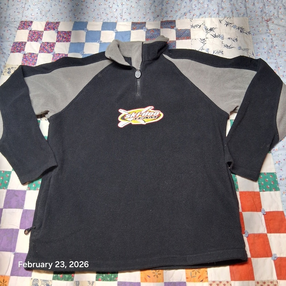 Skidoo Bombardier Fleece Pullover Sweater 1/4‎ Zip Black Size Medium